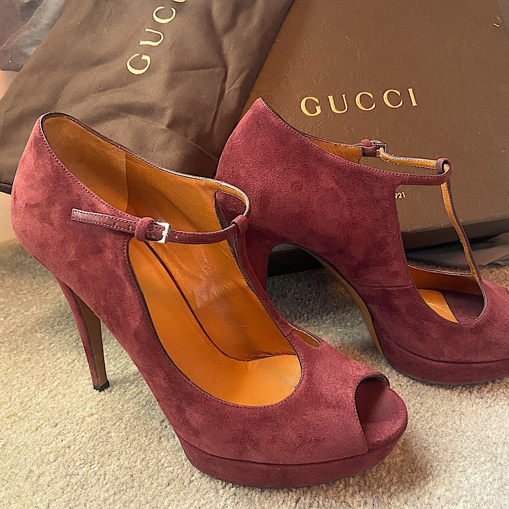 Gucci t-strap platform heels